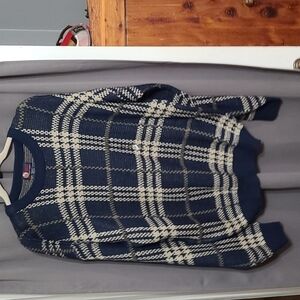 NWT Trading Company Men's Plaid Sweater Navy Tan Vintage? Size XL